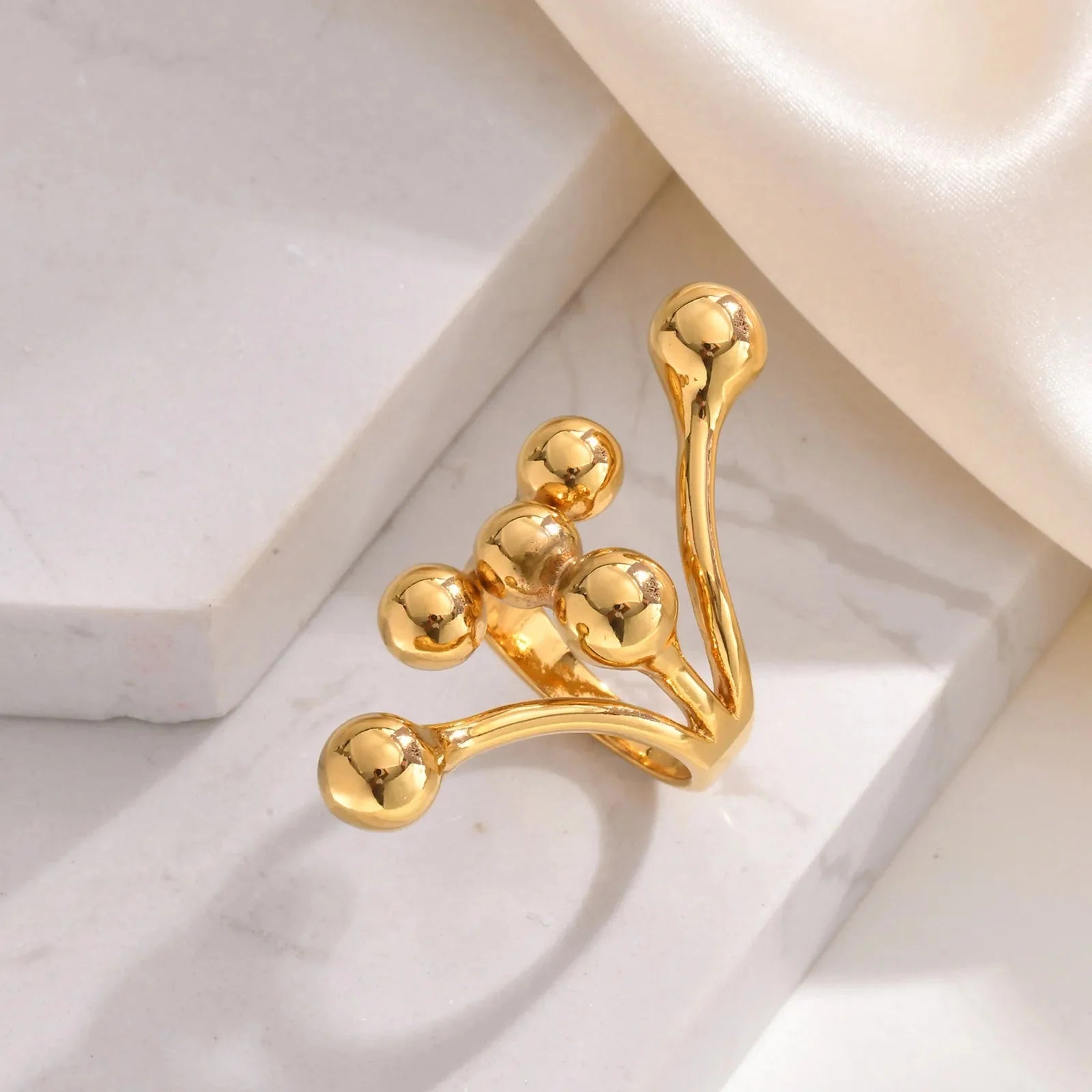 18k Bold Layered Ball Wrap Ring - Aryomi