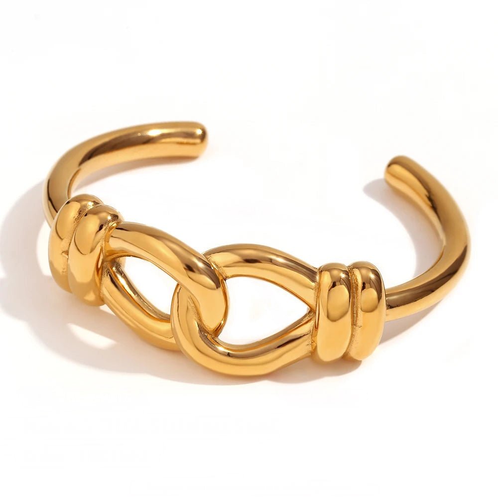 18k Chunky Buckle Open Bangle Bracelet - Aryomi