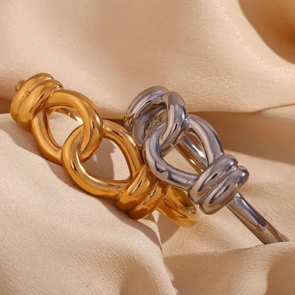 18k Chunky Buckle Open Bangle Bracelet - Aryomi