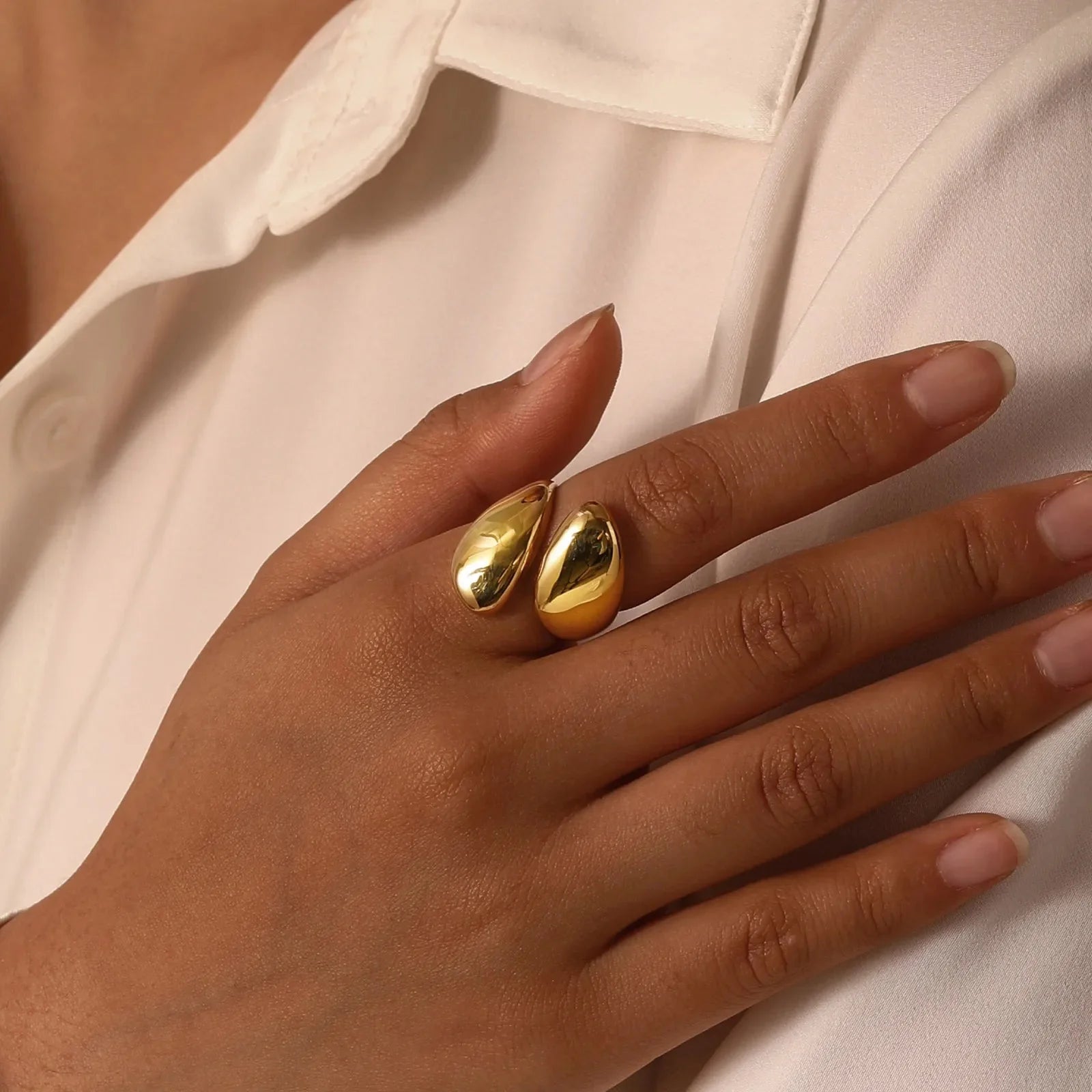 18k Chunky Droplet Wrap Around Ring - Aryomi