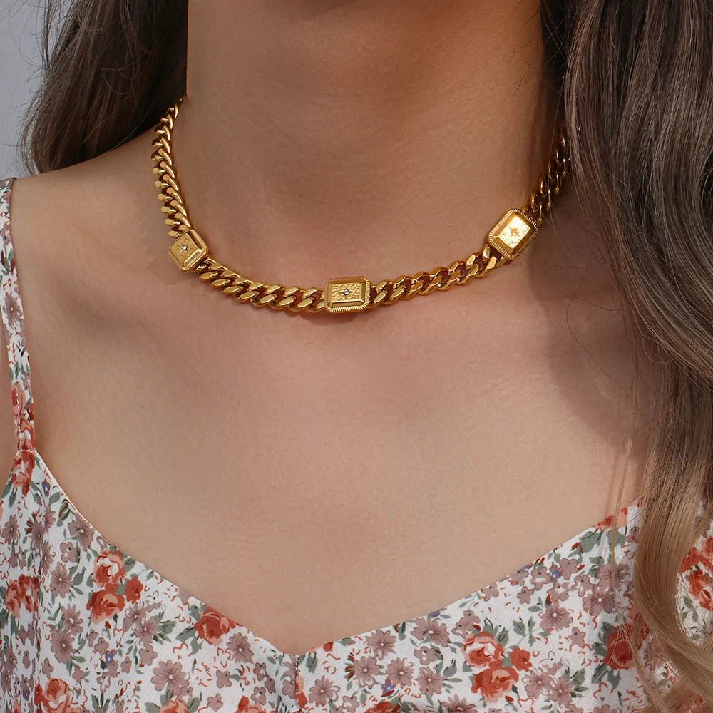 18k Cuban North Star Tarot Necklace and Earring Set - Aryomi