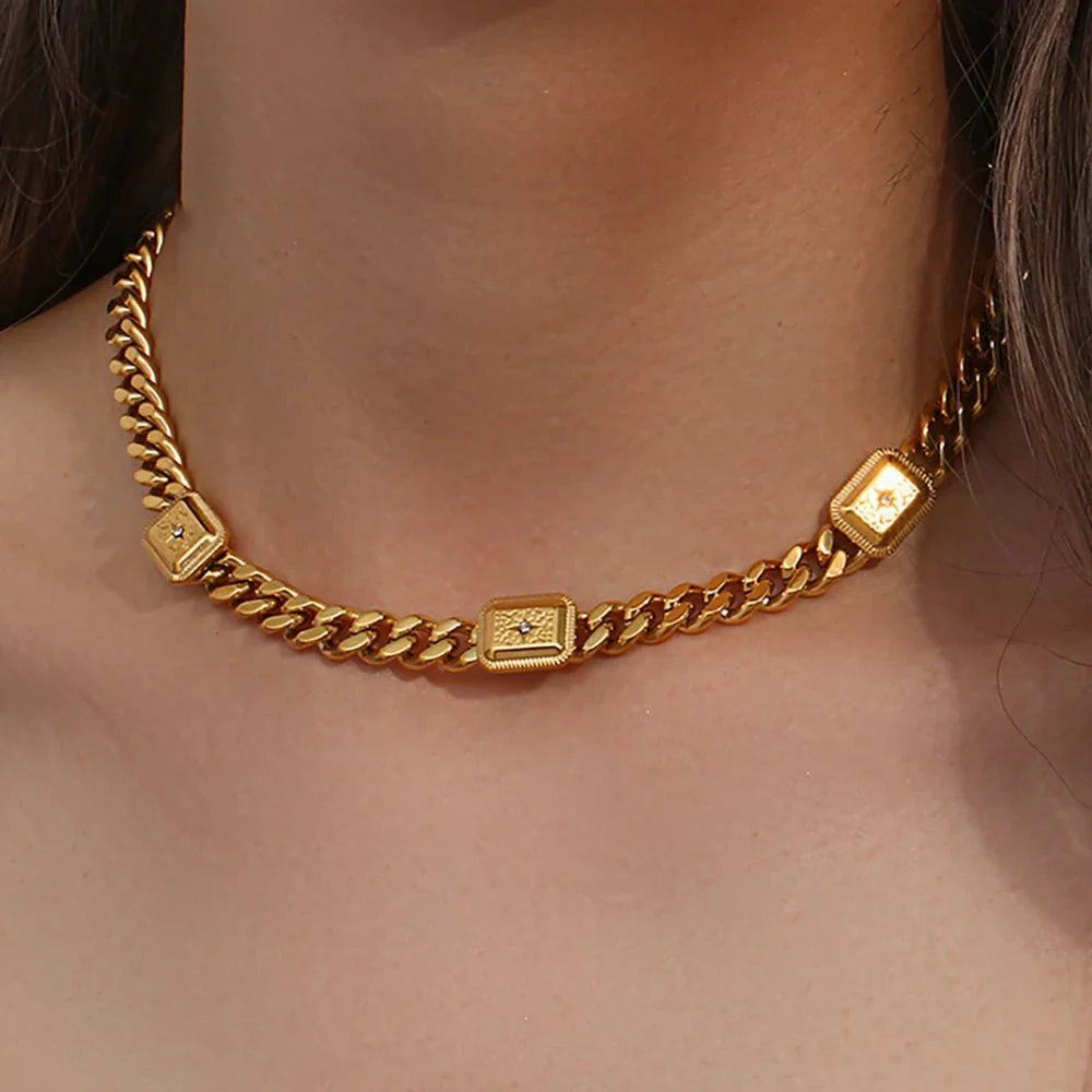 18k Cuban North Star Tarot Necklace and Earring Set - Aryomi