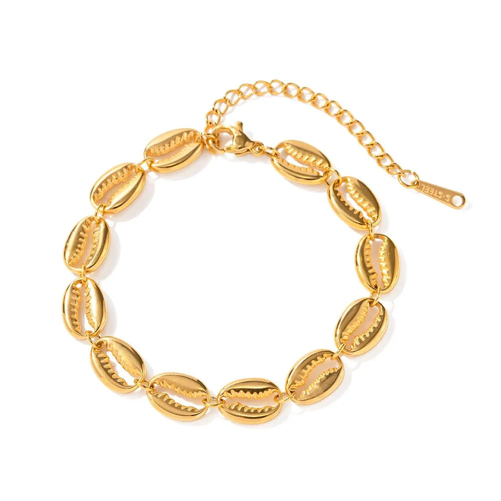 18k Dainty Cowrie Shell Bracelet - Aryomi