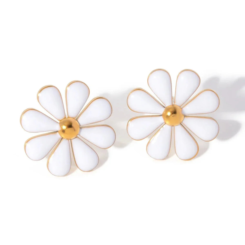 18k Dainty Daisy Floral Earrings - Aryomi
