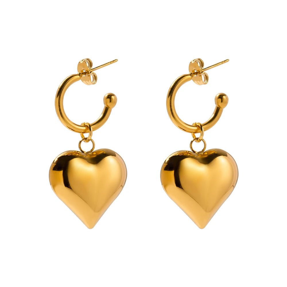 18k Dainty Heart Hoops Earrings - Aryomi