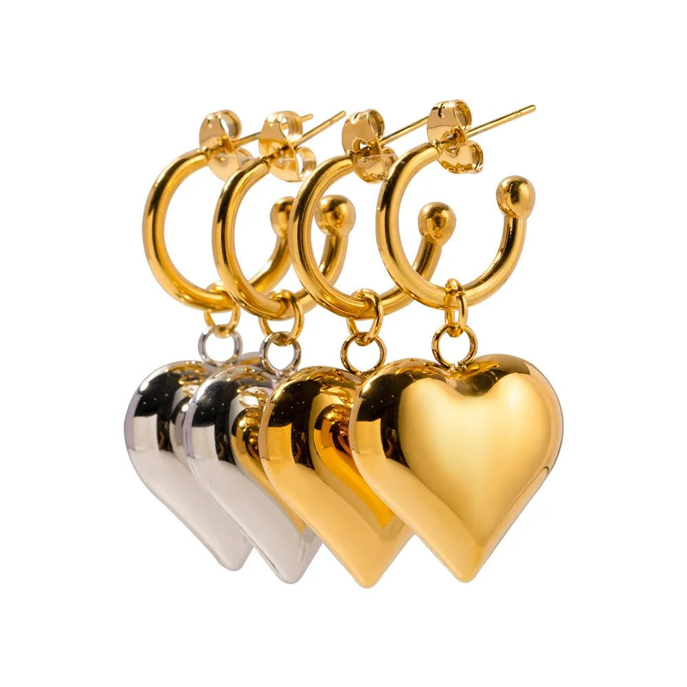 18k Dainty Heart Hoops Earrings - Aryomi