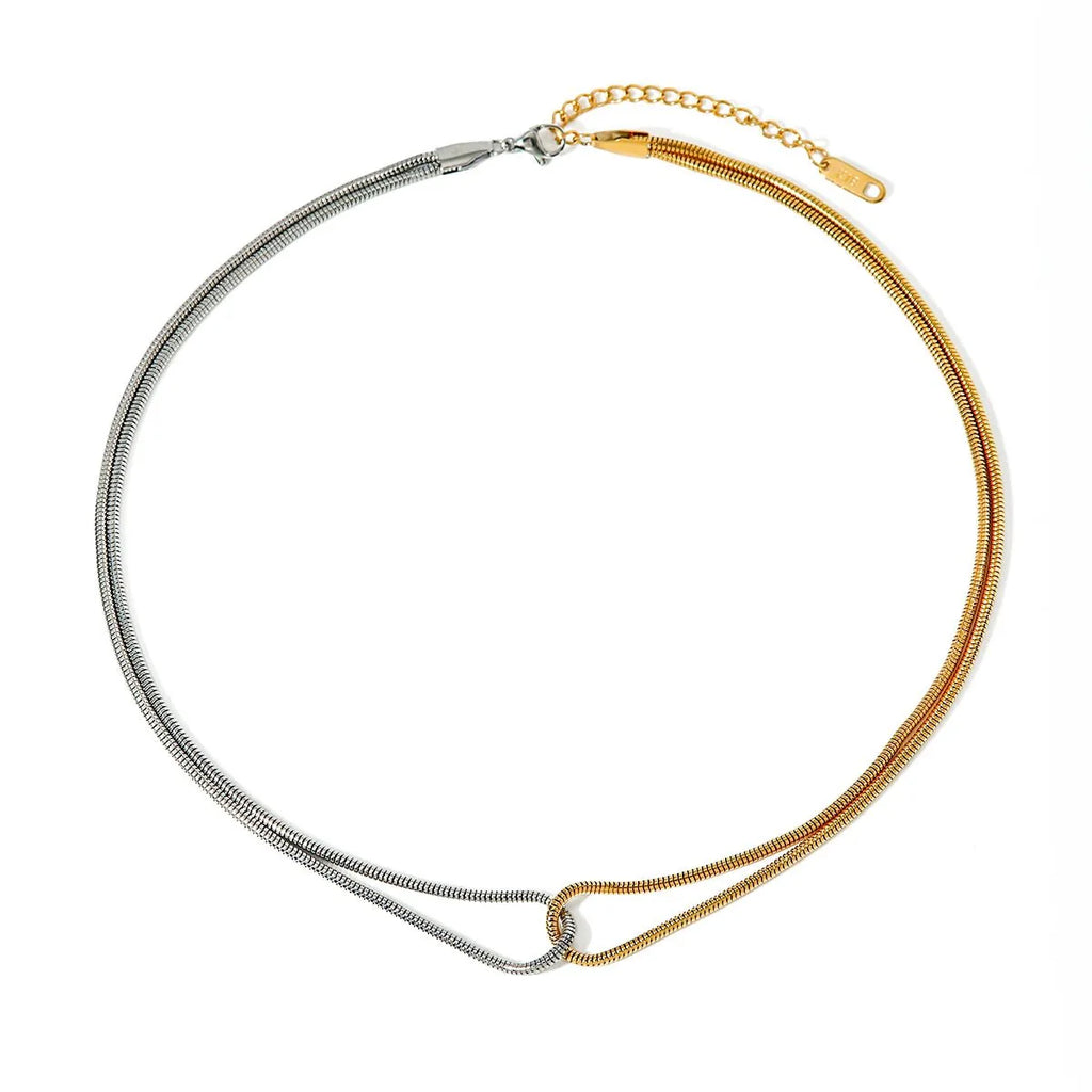 18k Dual Loop Box Chain Necklace - Aryomi