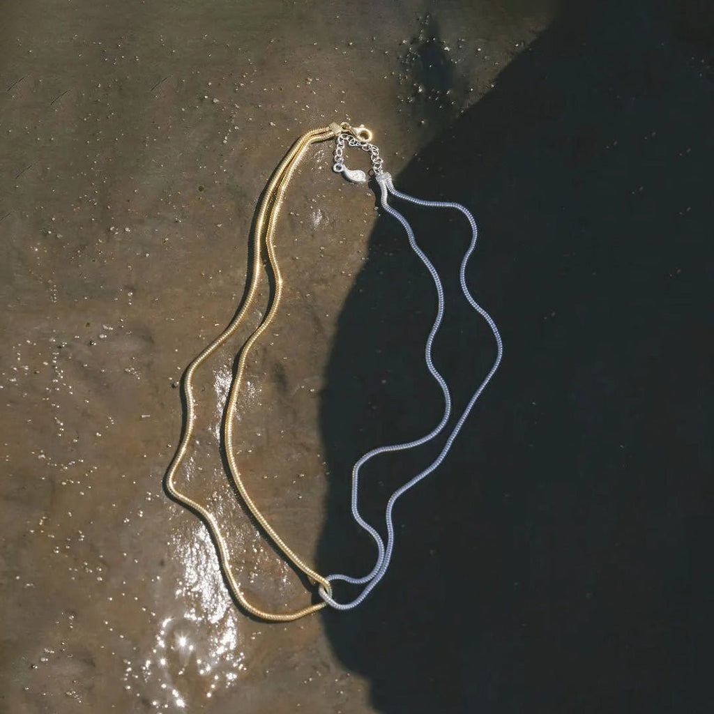 18k Dual Loop Box Chain Necklace - Aryomi