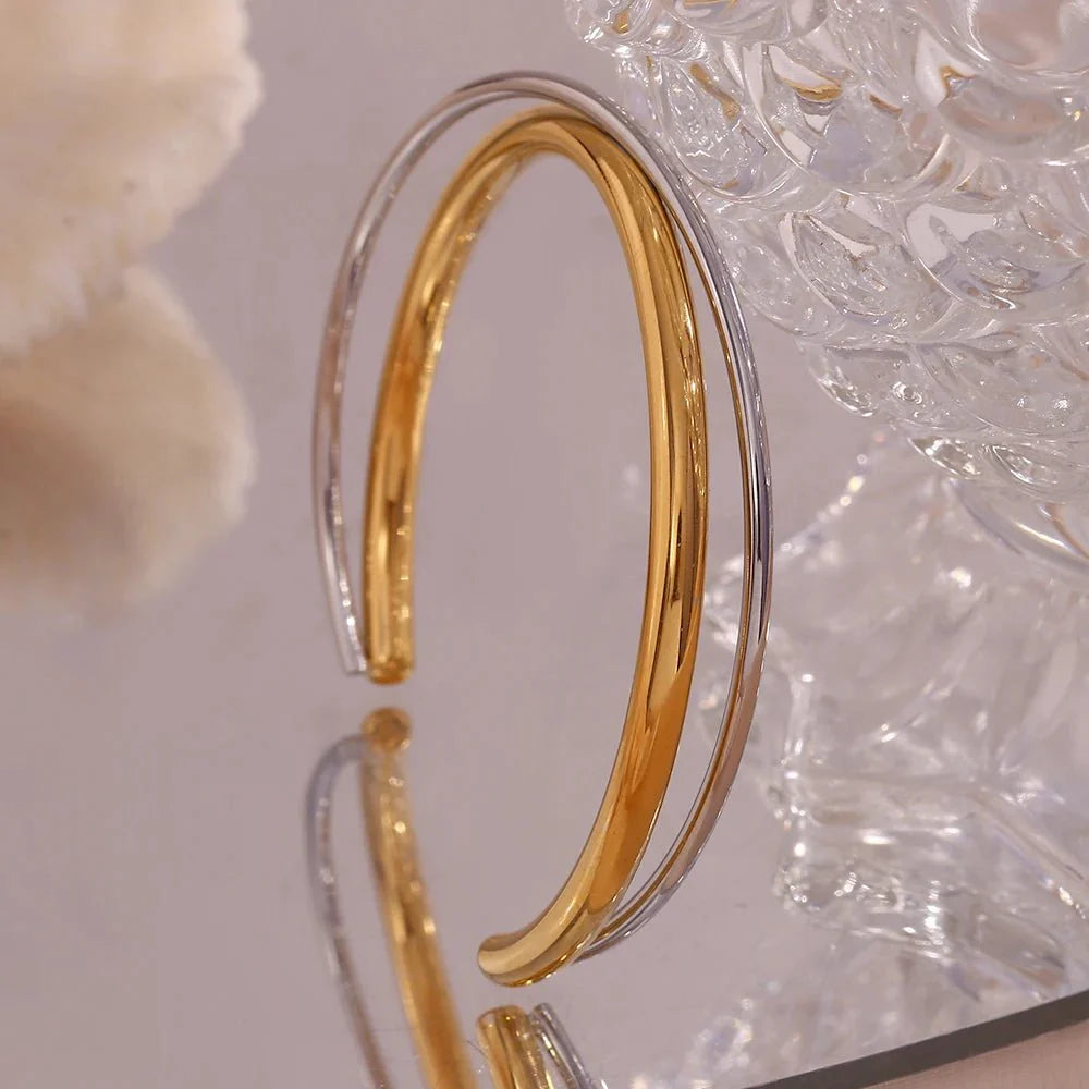 18k Intersect Cross Cuff Bracelet - Aryomi