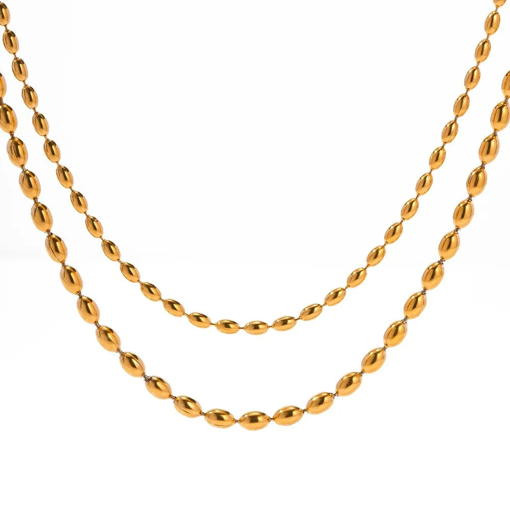 18k Layered Gold Beaded Necklace - Aryomi