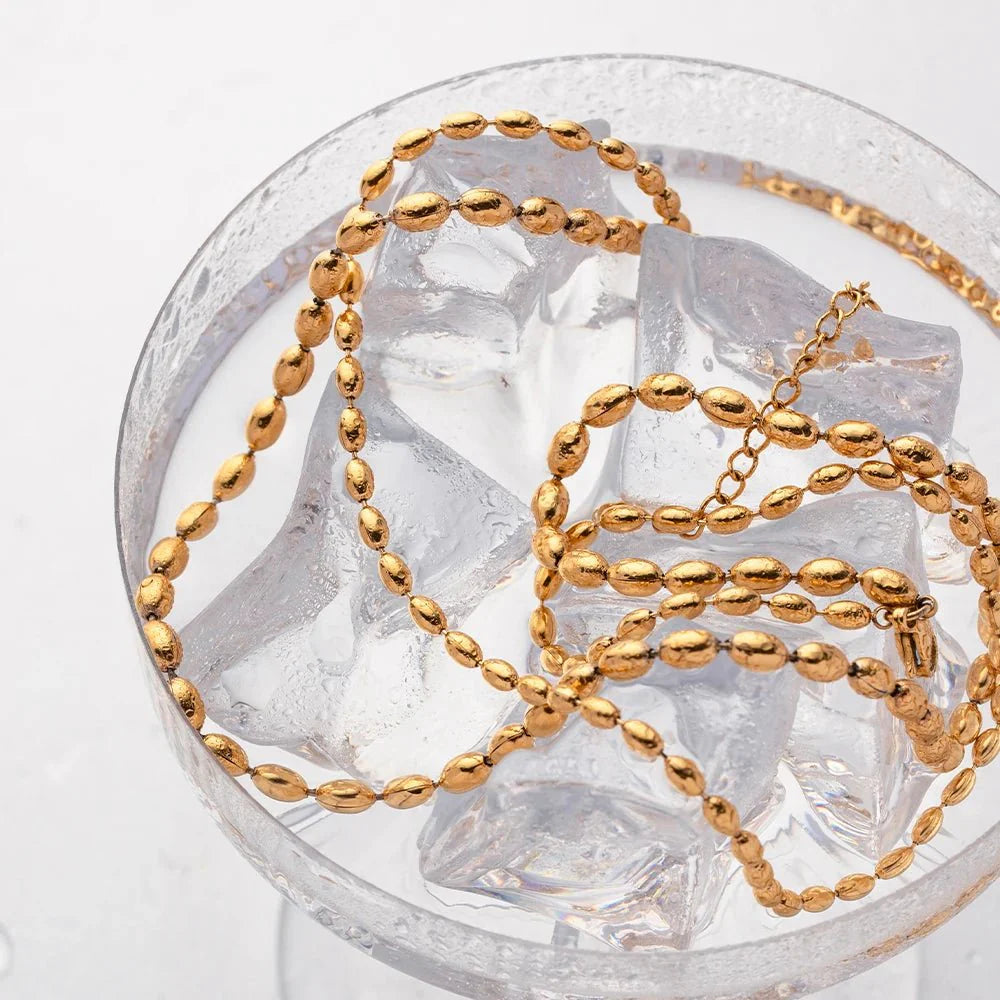 18k Layered Gold Beaded Necklace - Aryomi