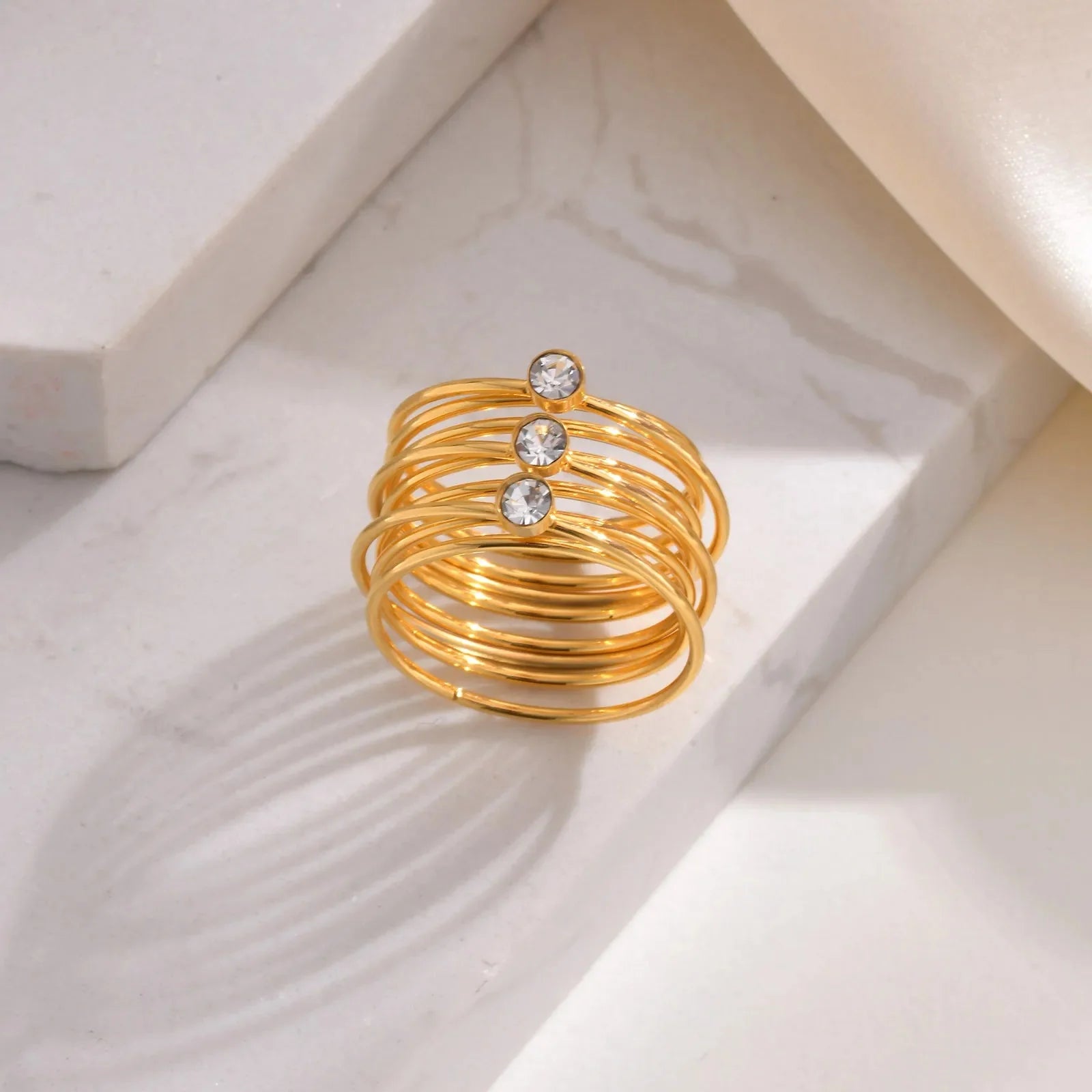 18k Multi Layered Triple Diamond Rings - Aryomi