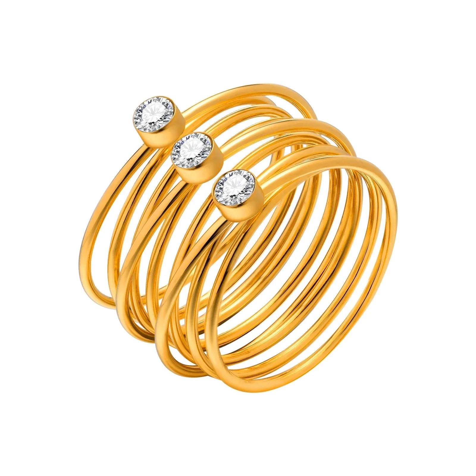 18k Multi Layered Triple Diamond Rings - Aryomi