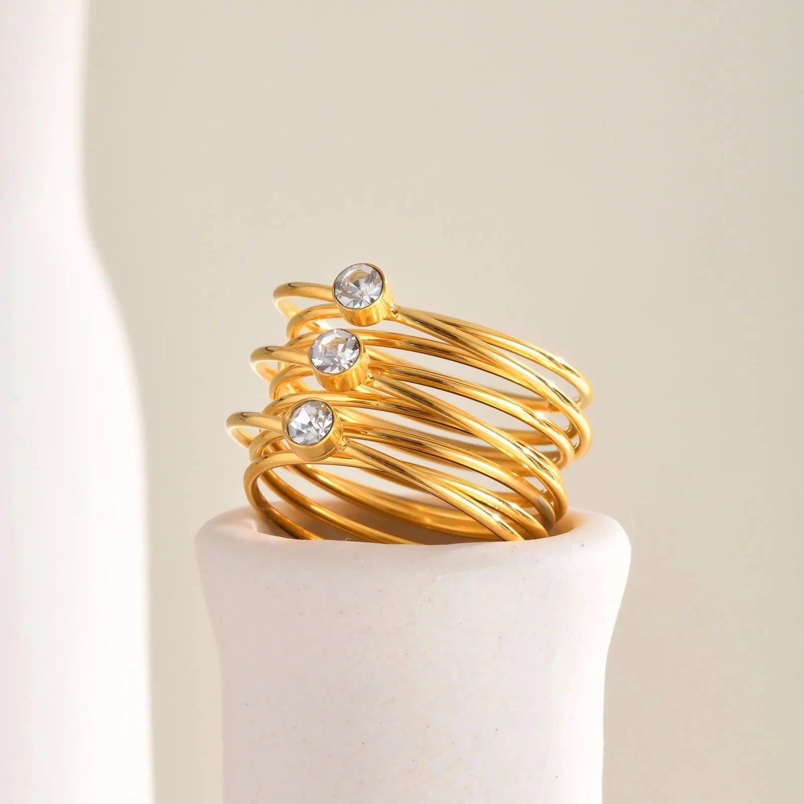 18k Multi Layered Triple Diamond Rings - Aryomi