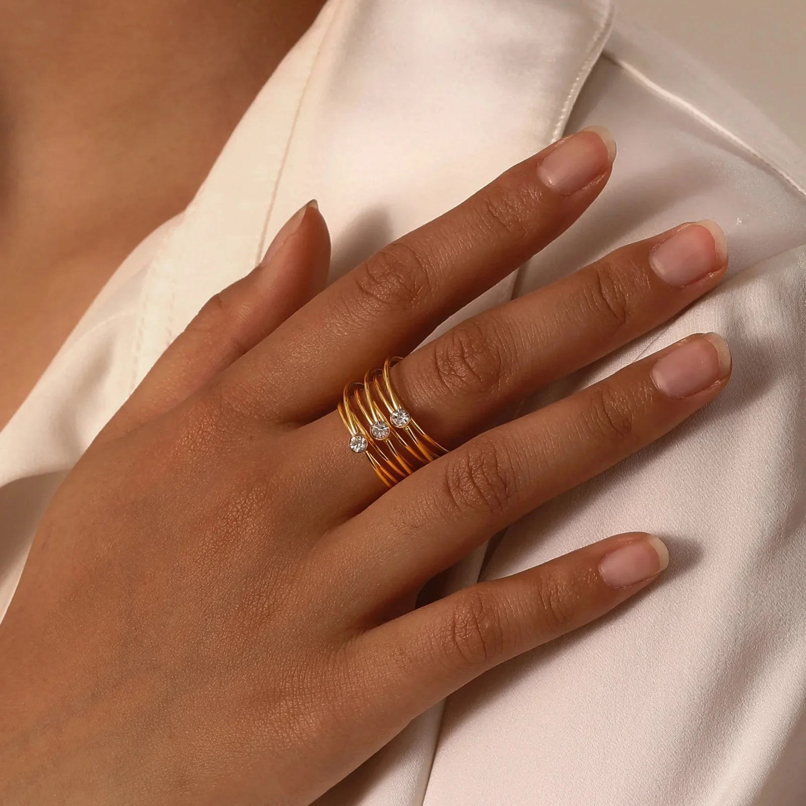 18k Multi Layered Triple Diamond Rings - Aryomi