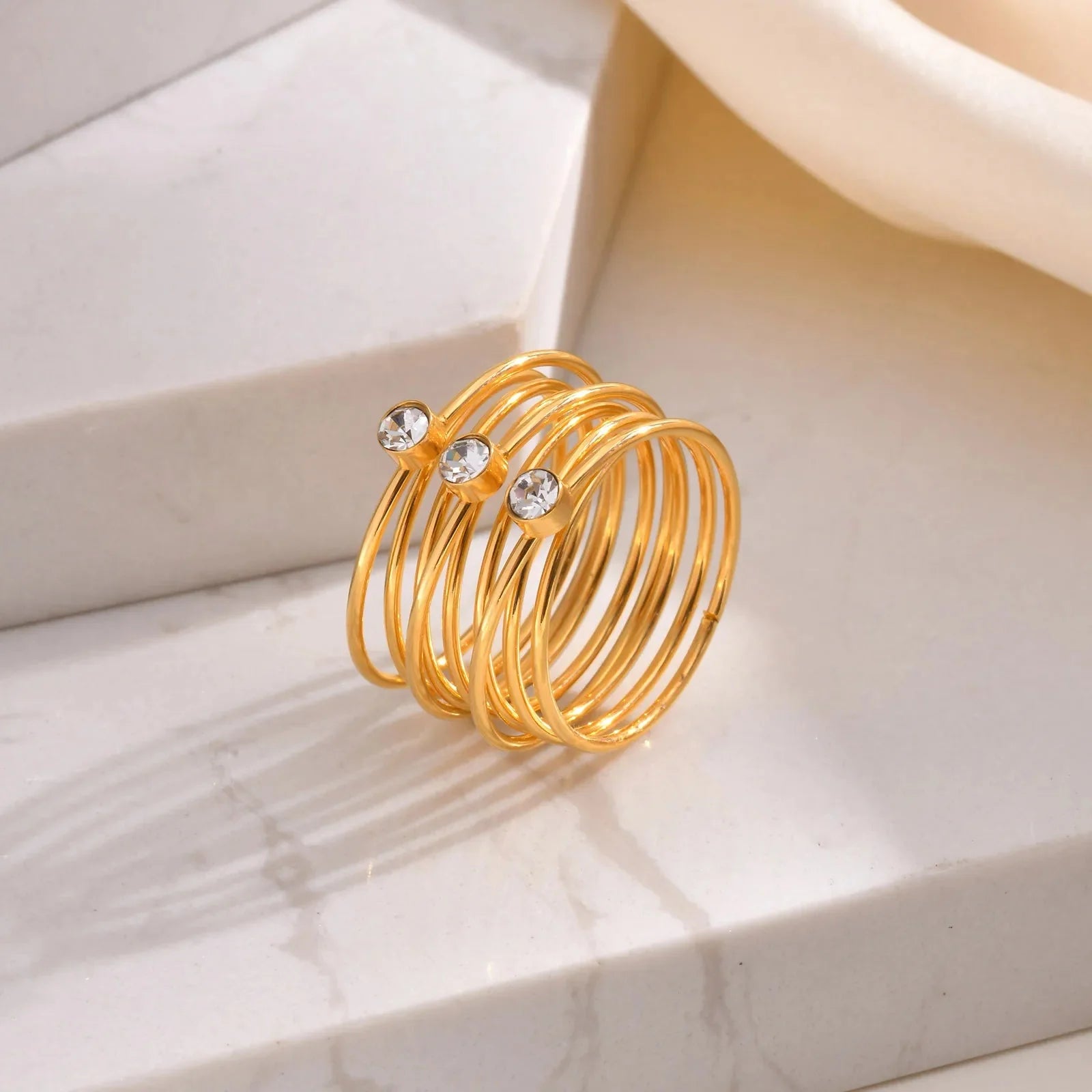 18k Multi Layered Triple Diamond Rings - Aryomi