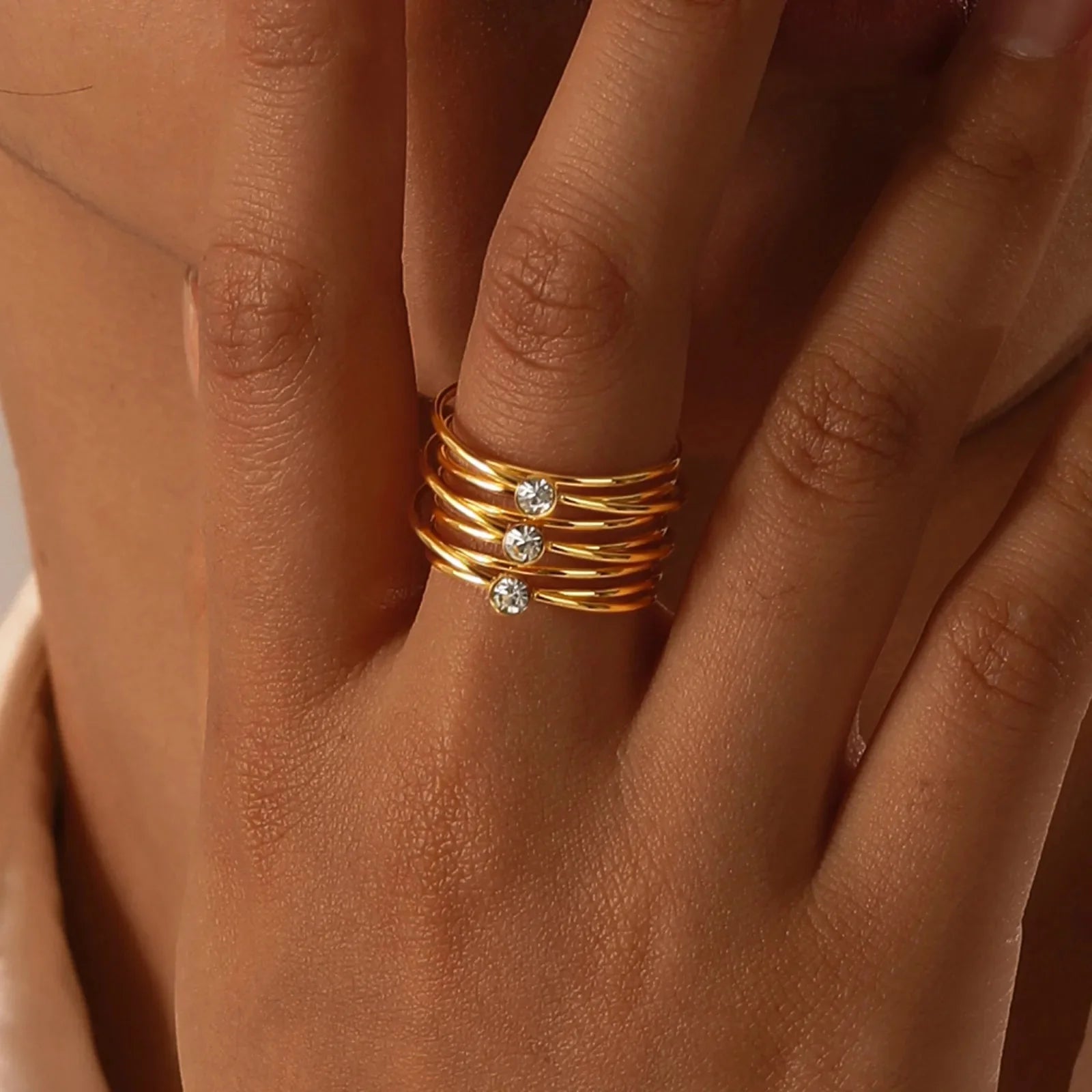 18k Multi Layered Triple Diamond Rings - Aryomi