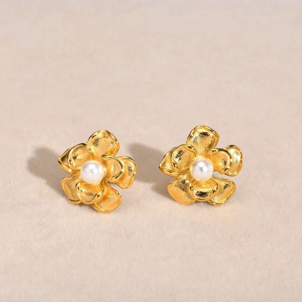 18k Pearl Flower Earrings - Aryomi
