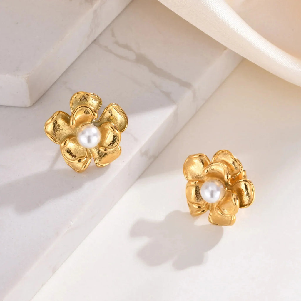 18k Pearl Flower Earrings - Aryomi
