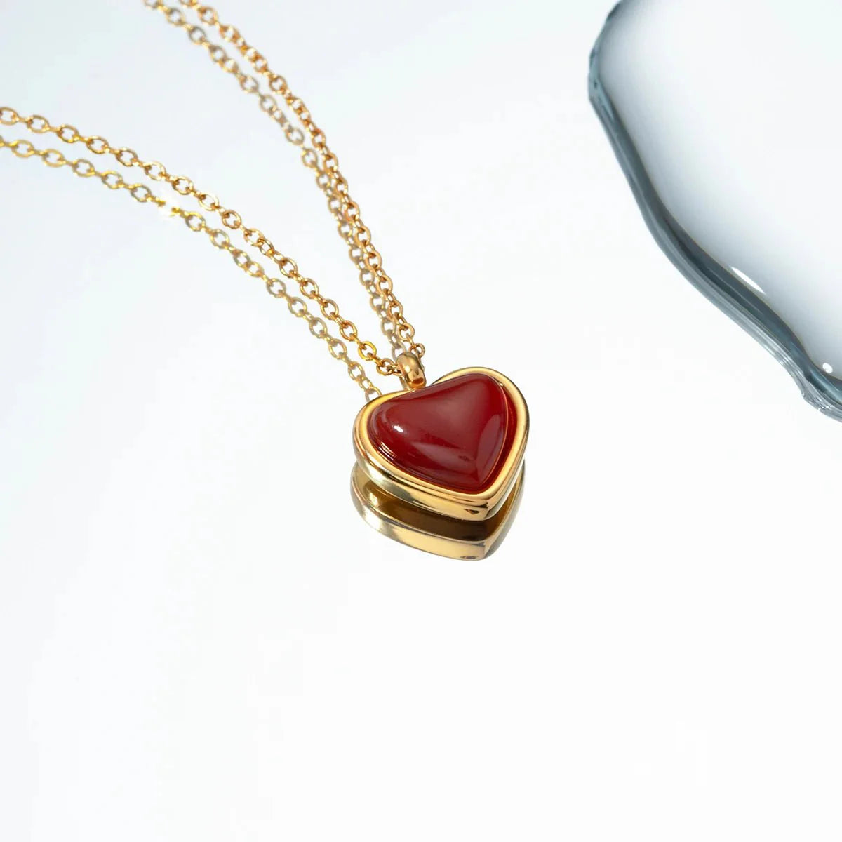 18k Romantic Dainty Red Heart Necklace - Aryomi