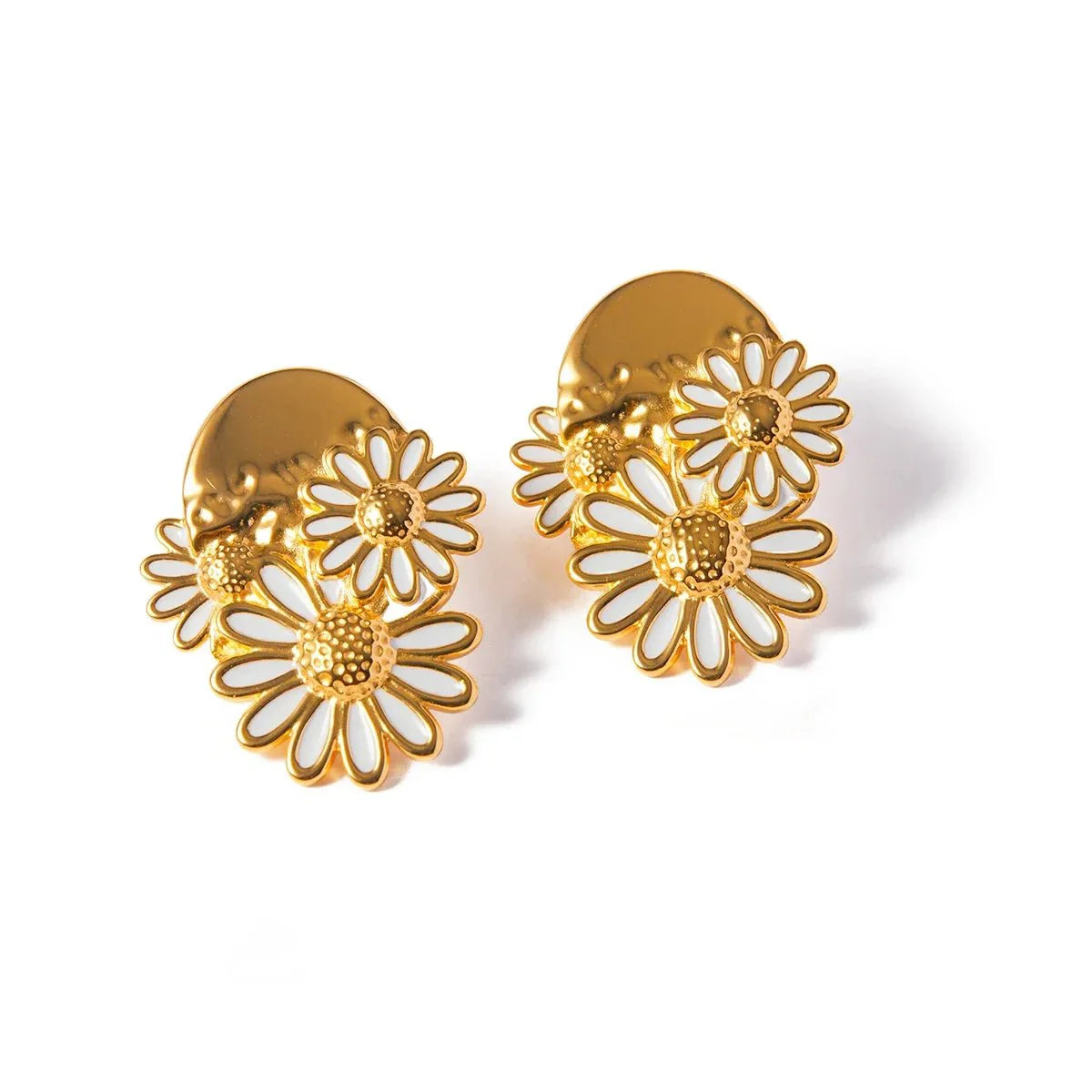 18k Trio Daisy Floral Earrings - Aryomi