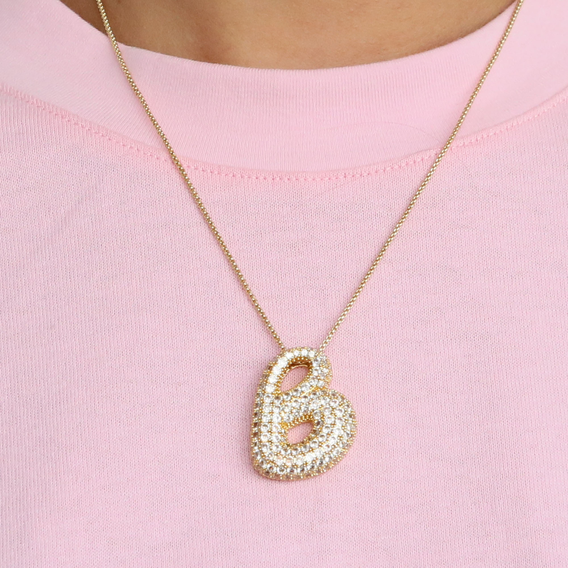 Chunky Bubble Diamond Dazzle Initial Necklaces