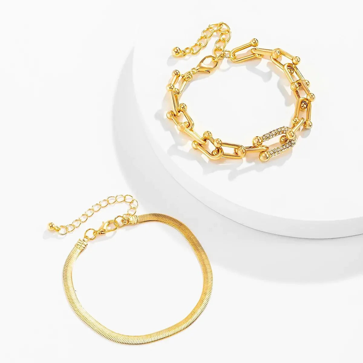 2pc Statement Chain Lock & Herringbone Bracelet - Aryomi