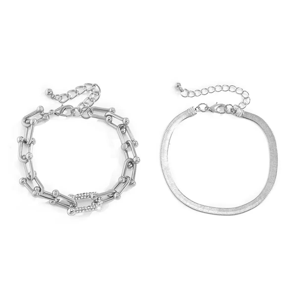 2pc Statement Chain Lock & Herringbone Bracelet - Aryomi