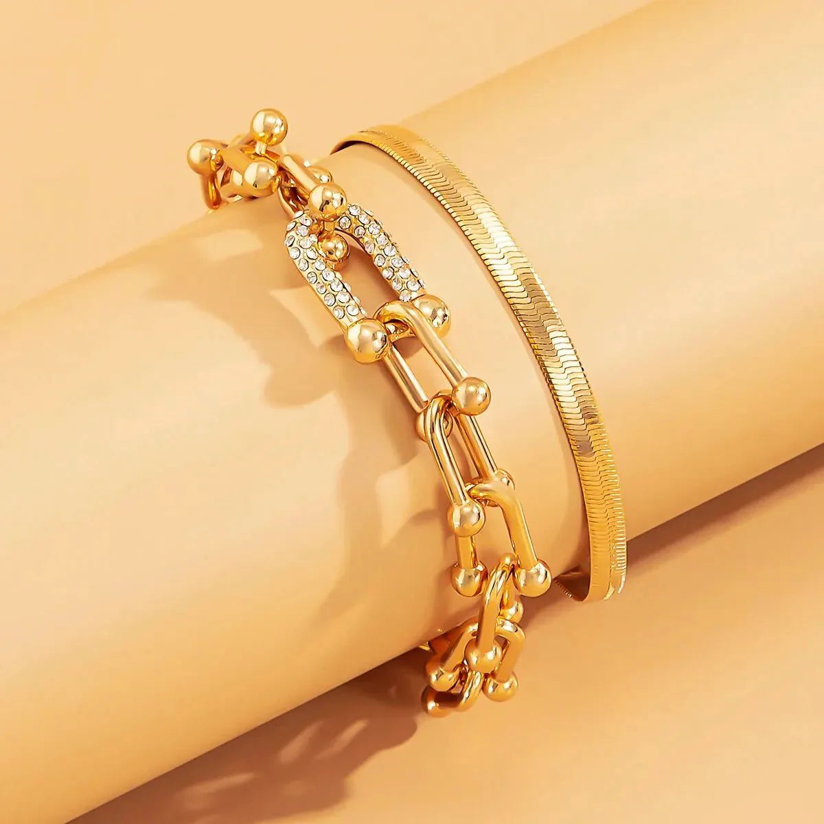 2pc Statement Chain Lock & Herringbone Bracelet - Aryomi