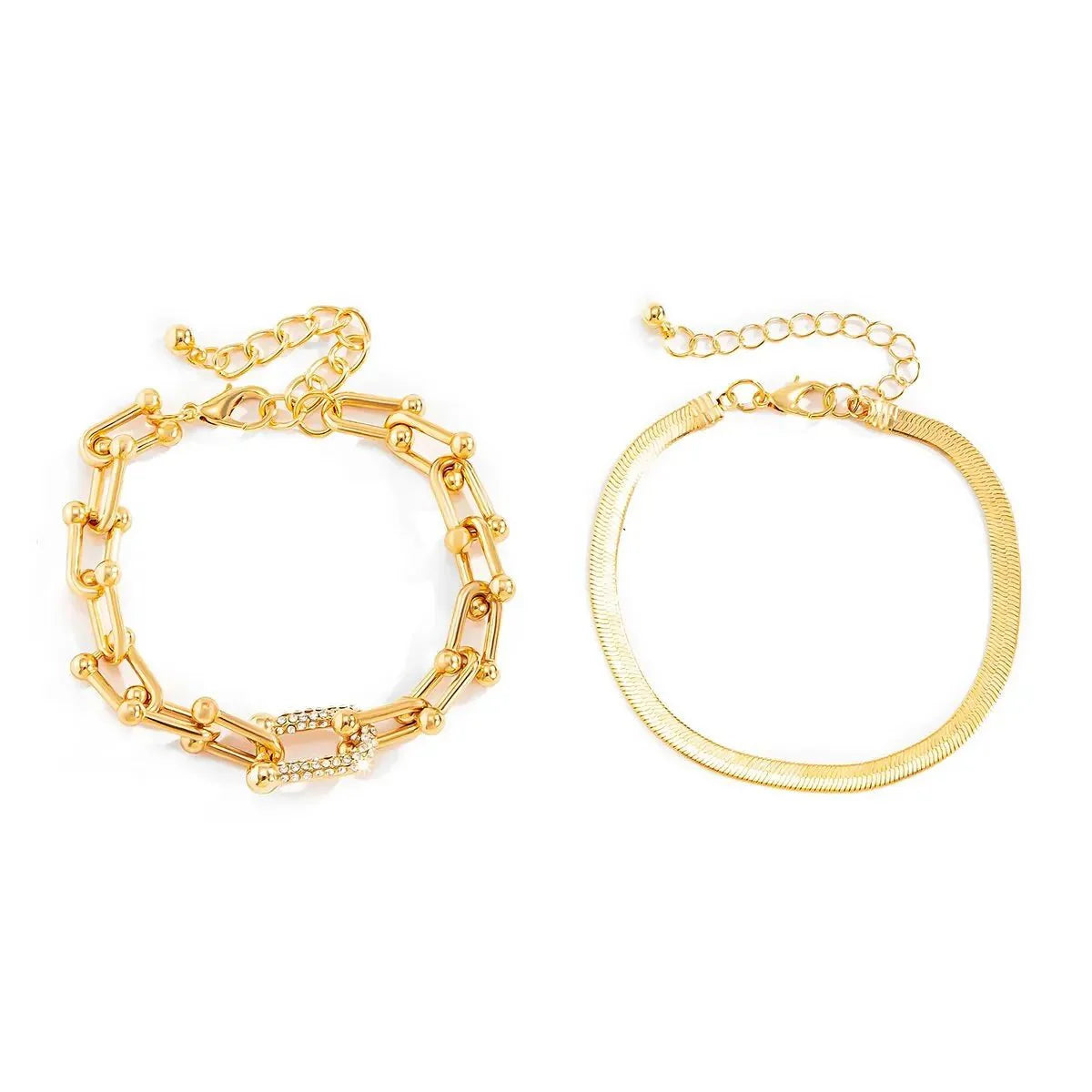 2pc Statement Chain Lock & Herringbone Bracelet - Aryomi