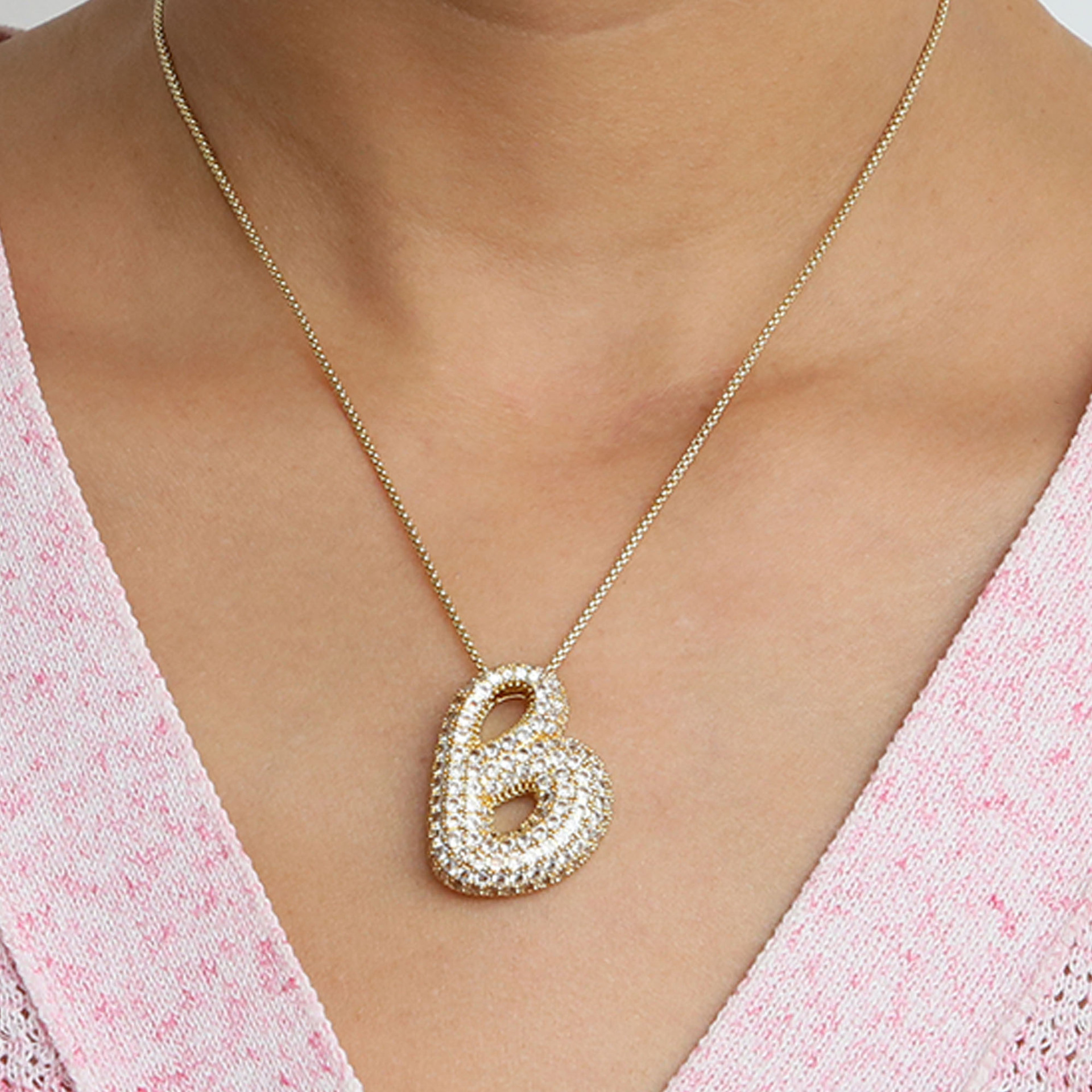 Chunky Bubble Diamond Dazzle Initial Necklaces