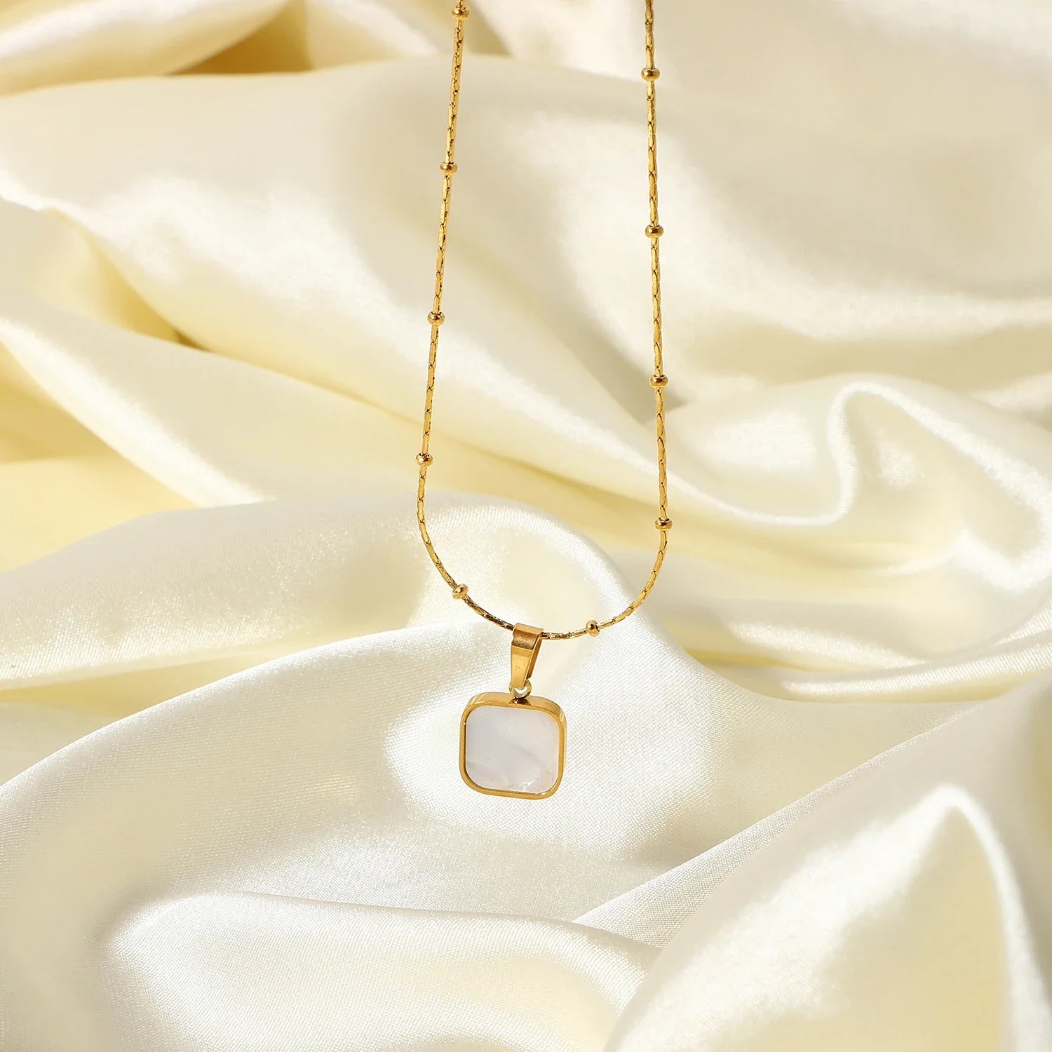 Dainty Shell Square Satellite Chain Necklace