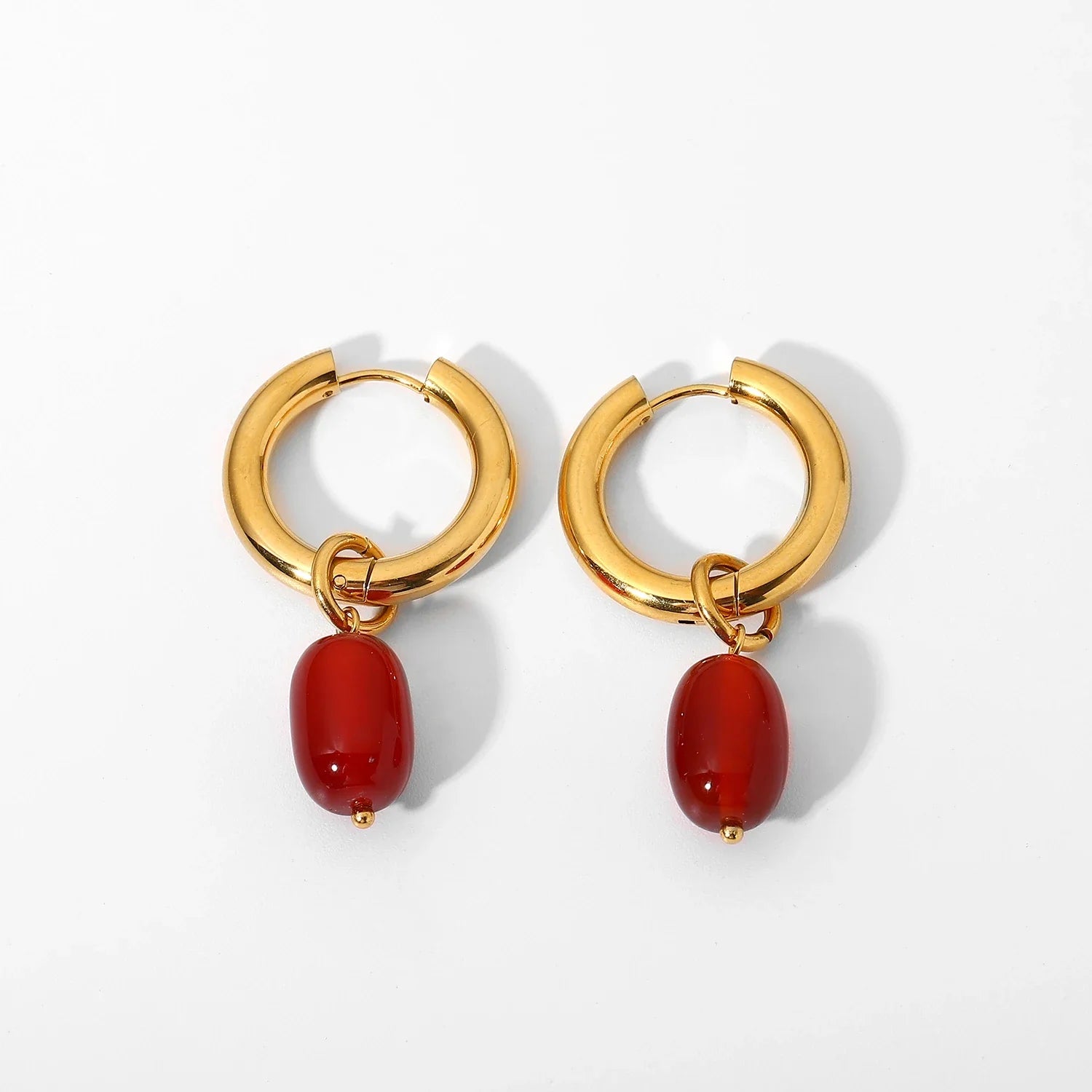 Dainty Carnelian Huggie Hoop Earrings
