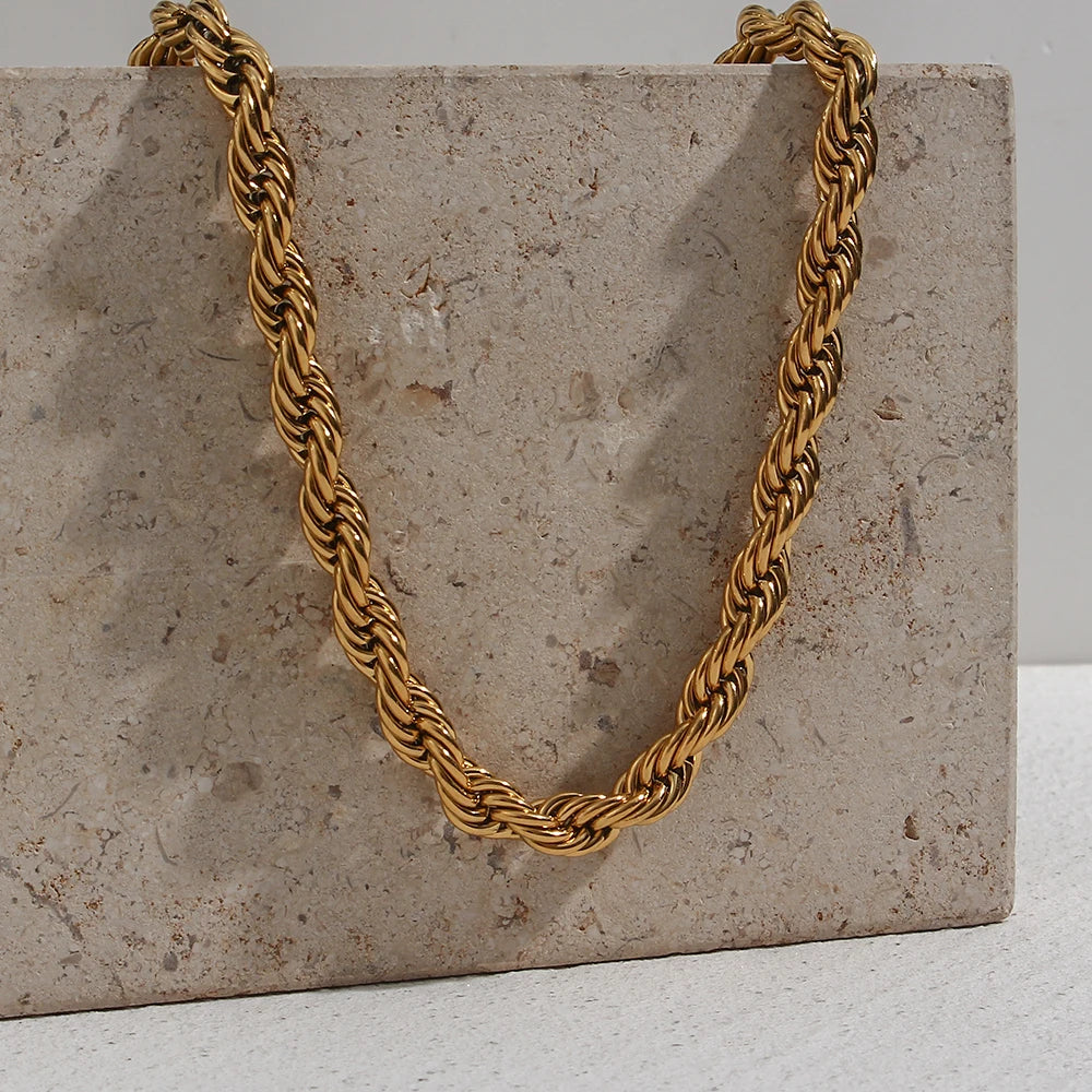 18k Thick 8mm Rope Bracelet and Necklace