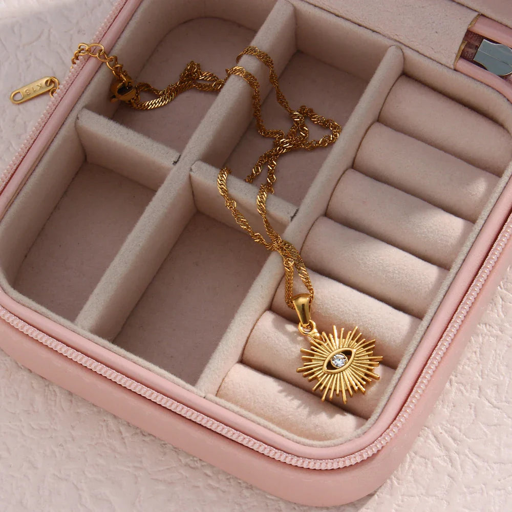 Dainty Diamond Evil Eye Necklace