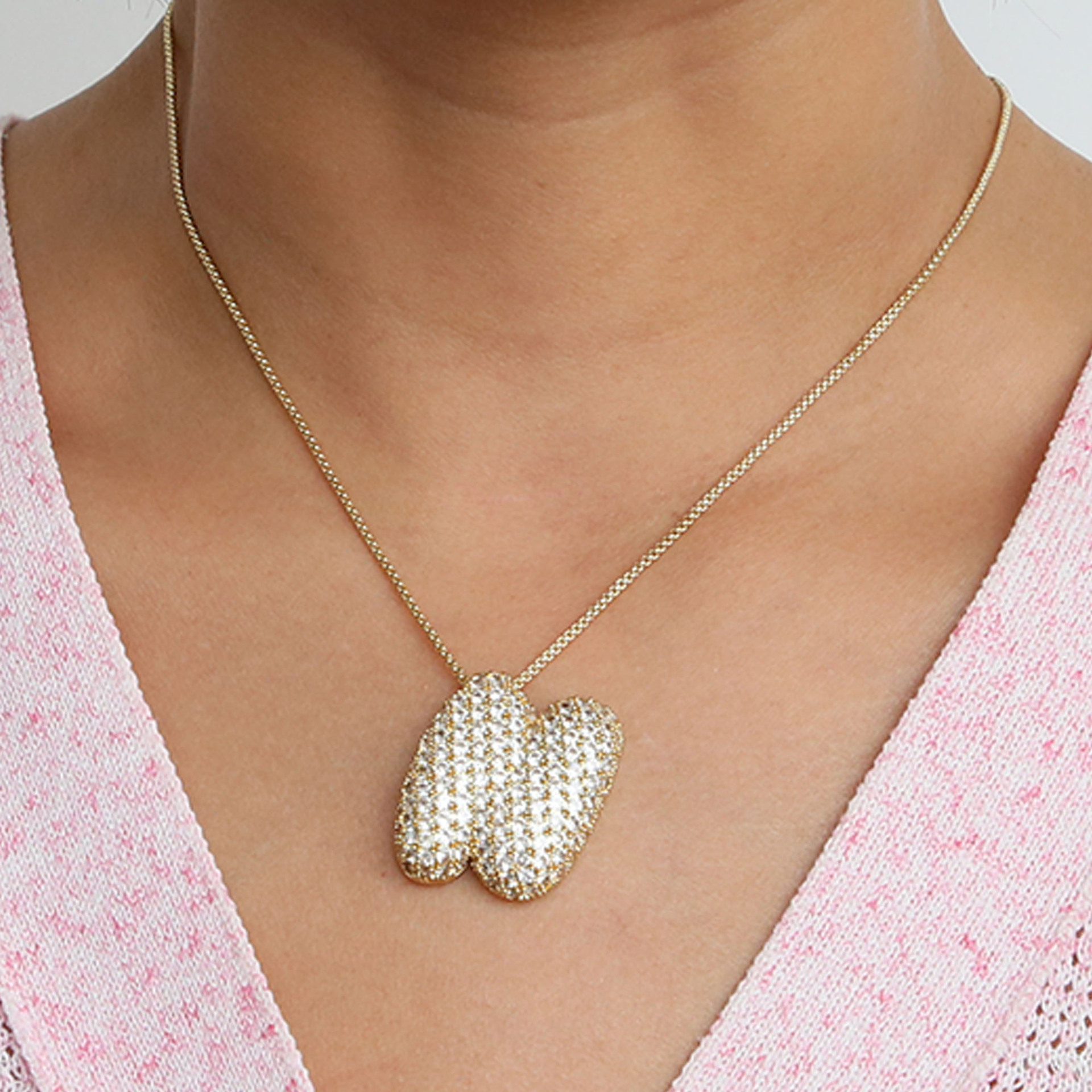 Chunky Bubble Diamond Dazzle Initial Necklaces