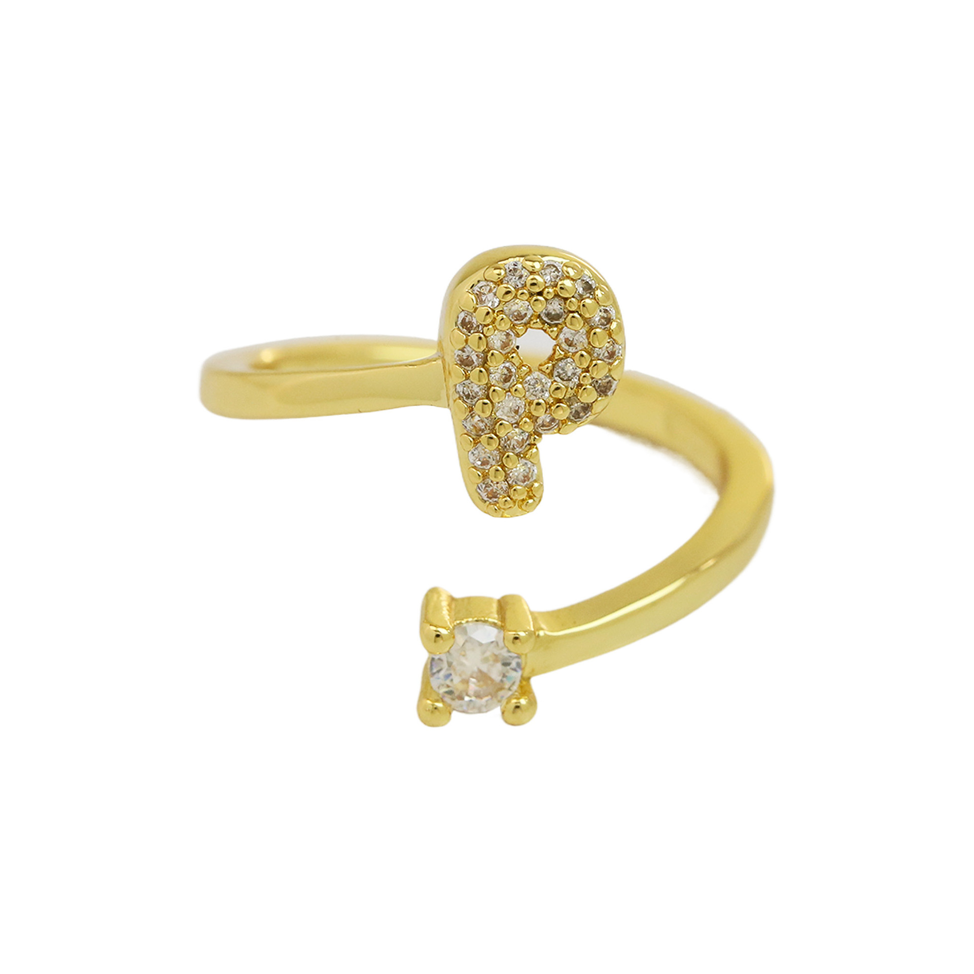 Dainty Bubble Diamond Wrap Initial Ring