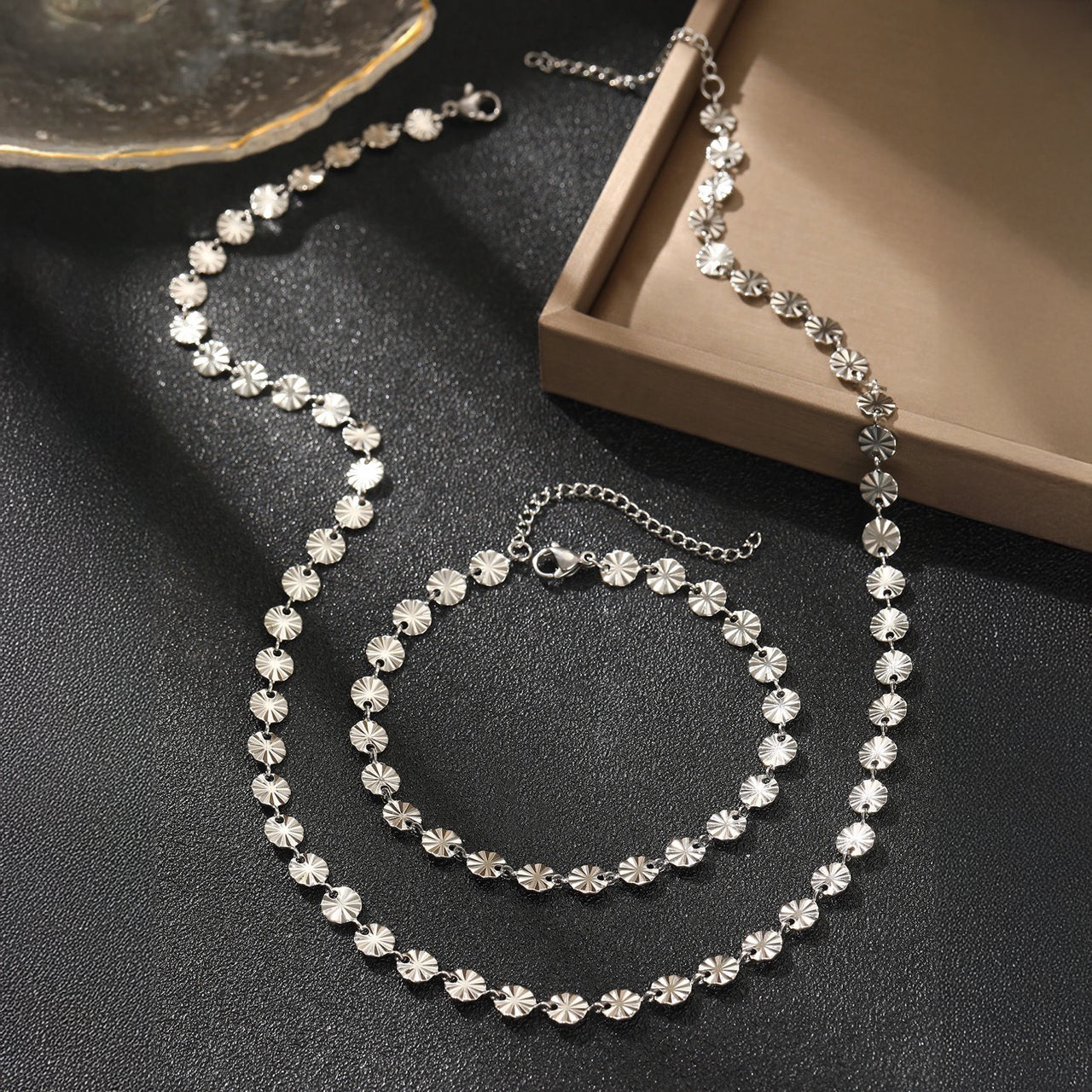 Circle Spiral Bracelet and Necklace Set