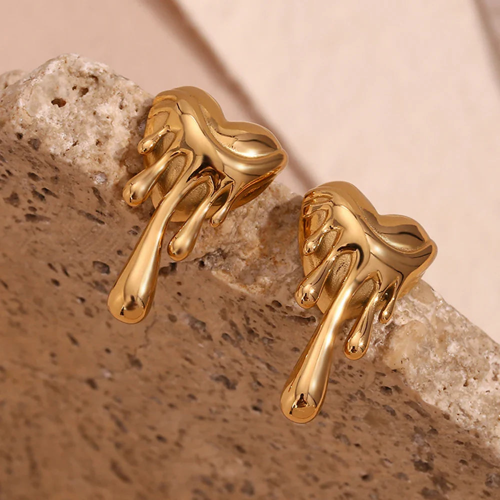 18k Melting Heart Stud Earrings