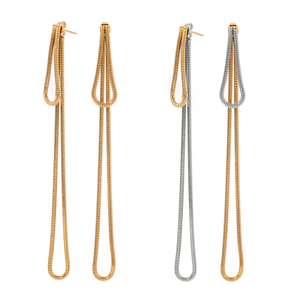 Classy Snake Chain Tassel Stud Earrings