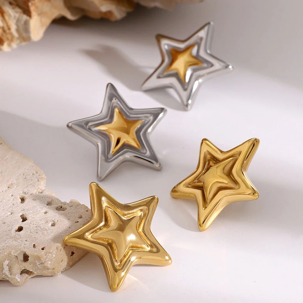 Bold Five Point Star Earrings