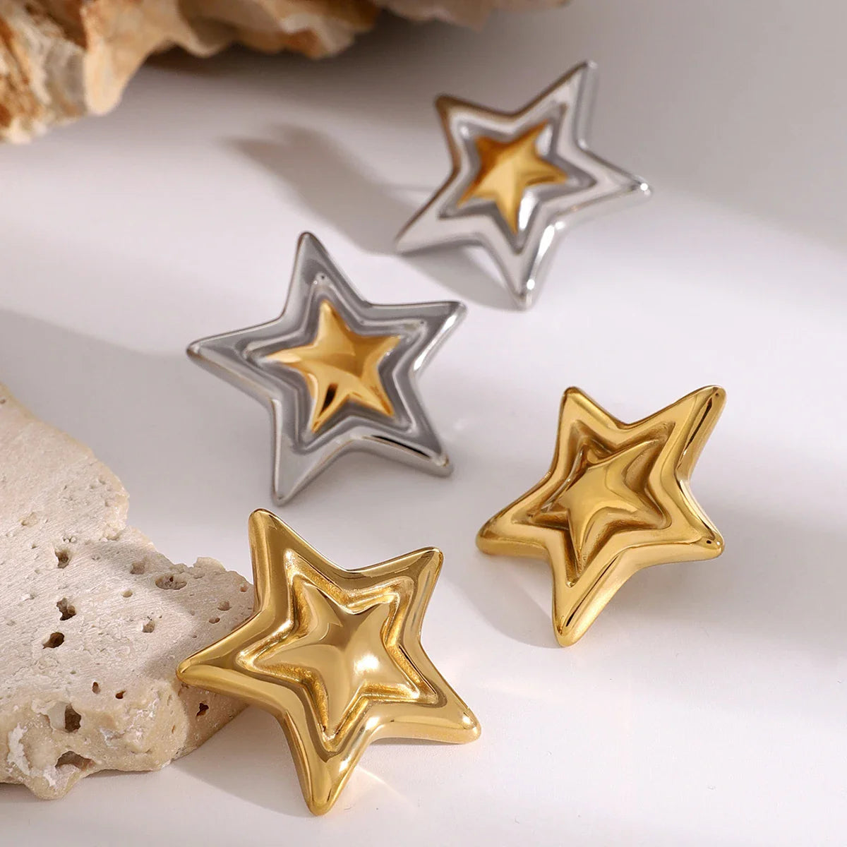 Bold Five Point Star Earrings
