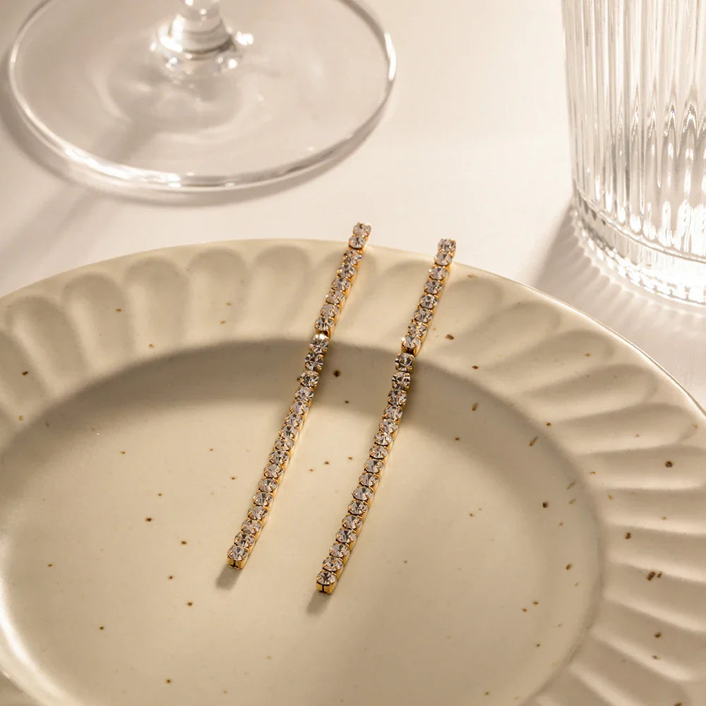 18k Dainty Diamond Tassel Earrings