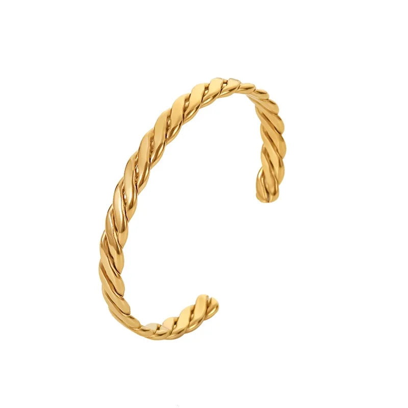 18k Chunky Gold Woven Bangle Bracelet
