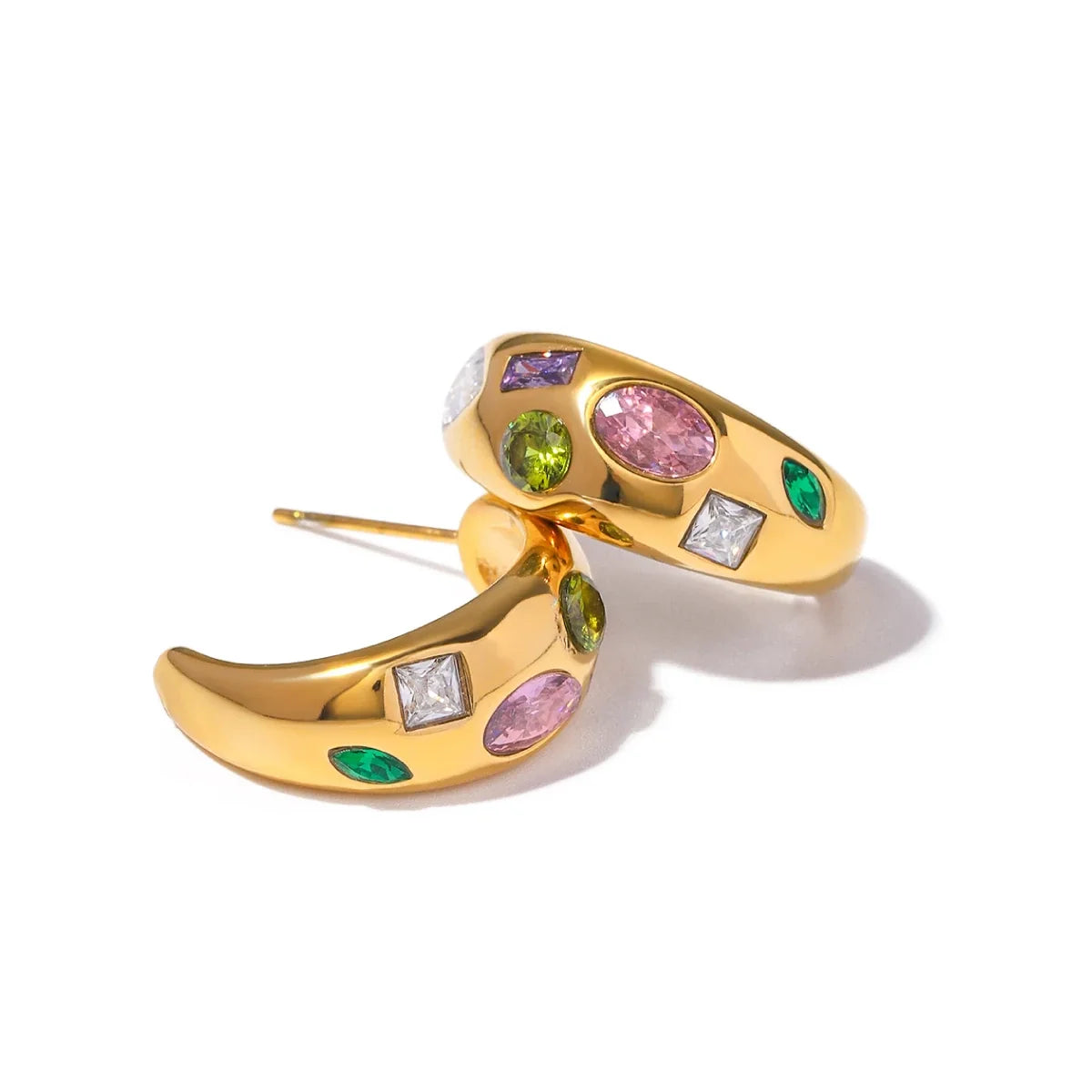 Gem Mine Crescent Moon Stud Earrings