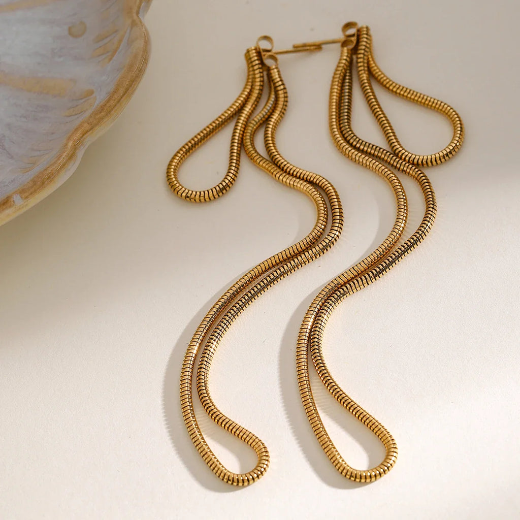 Classy Snake Chain Tassel Stud Earrings