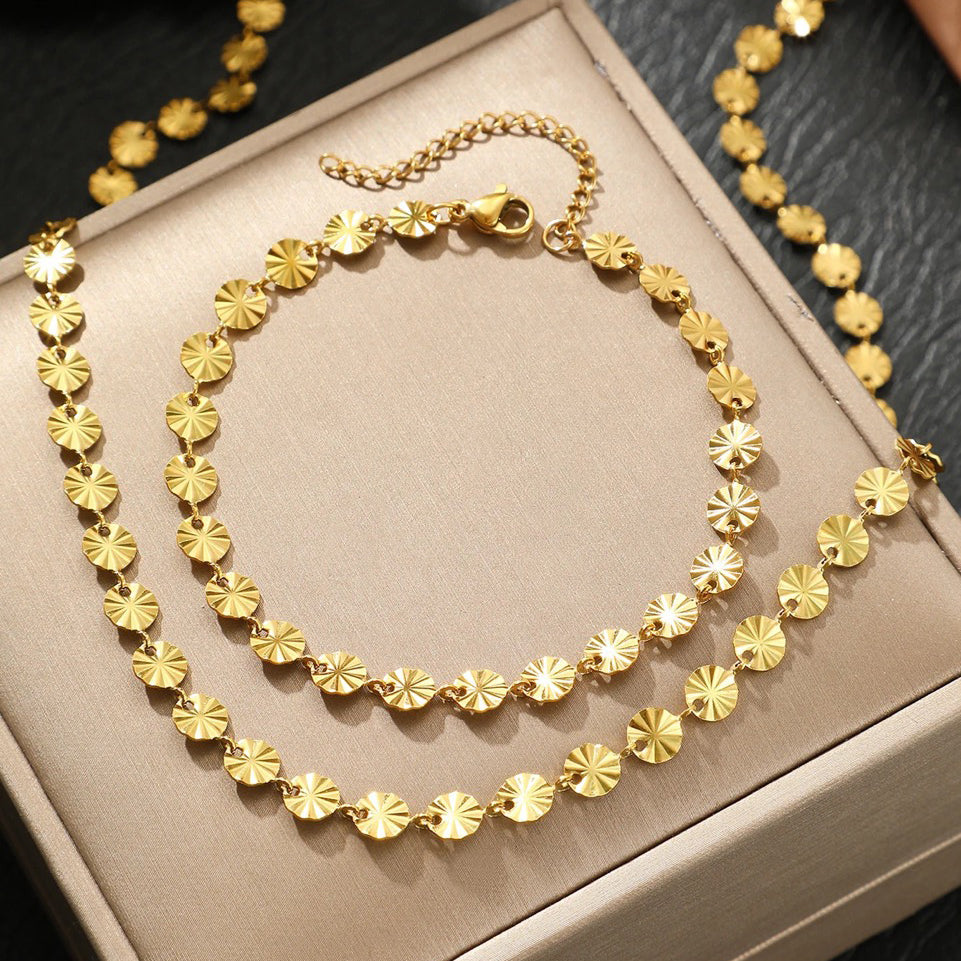 Circle Spiral Bracelet and Necklace Set