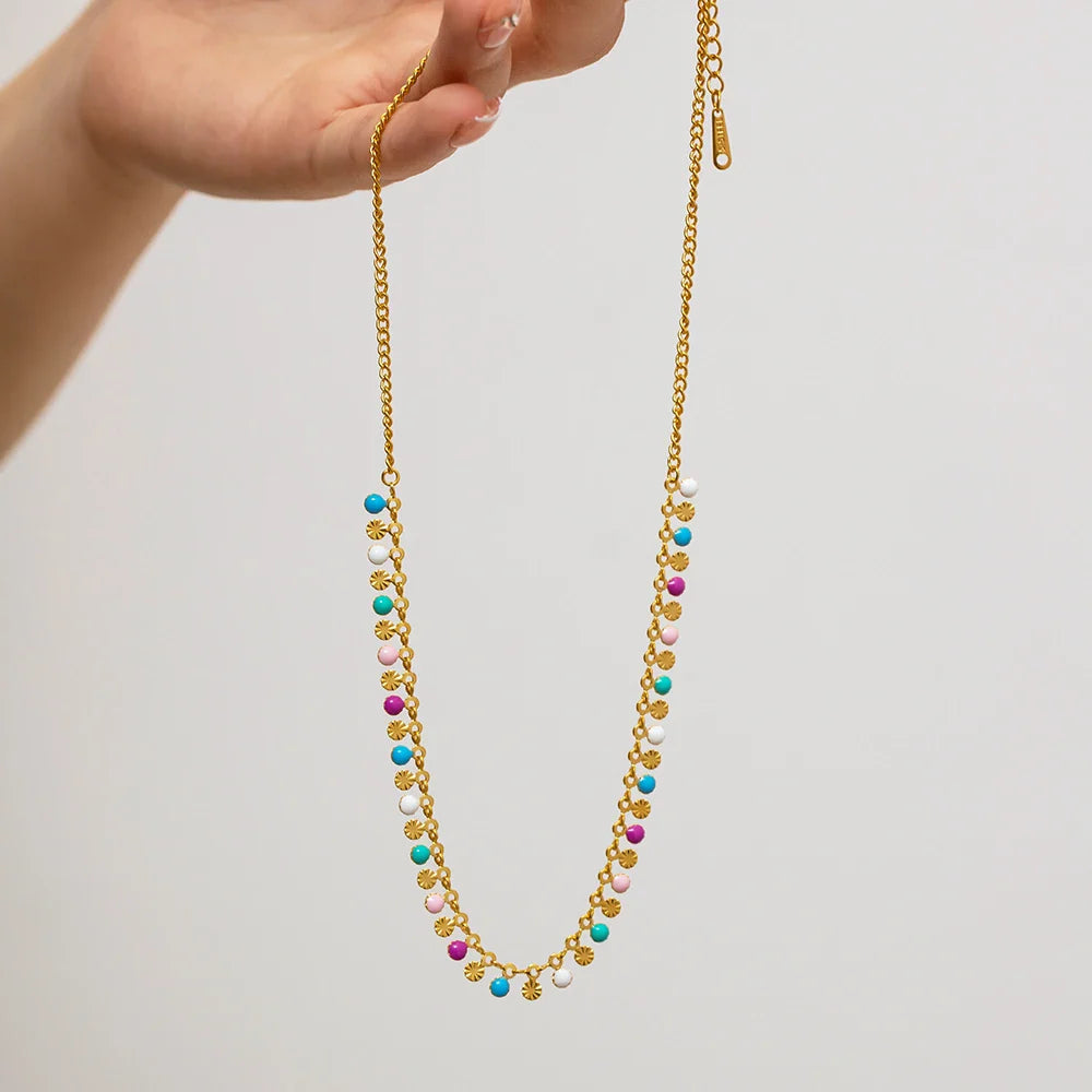 Bohemian Colorful Droplet Necklace