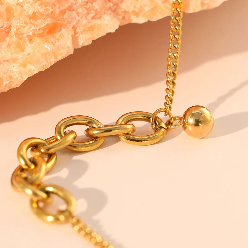 Dainty Curb & Bold Paperclip Chain Bracelet