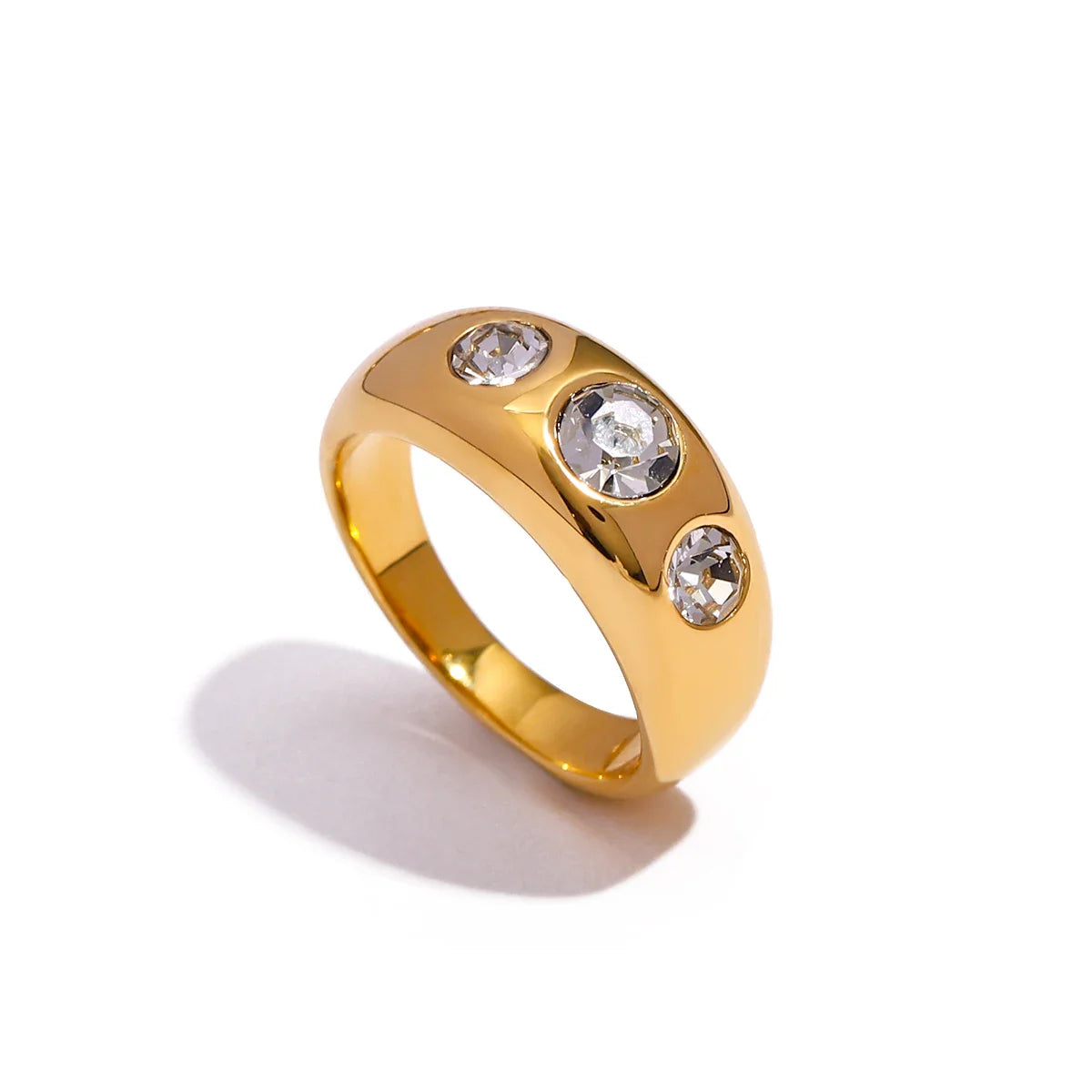 Simple Three Diamond Embedded Ring